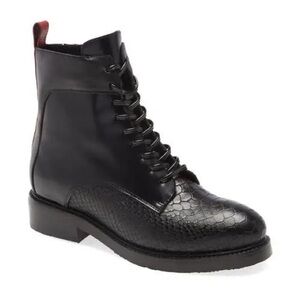 Jeffery Campbell Fischer Lace-Up Leather Boot - Black Snake Box Combo
